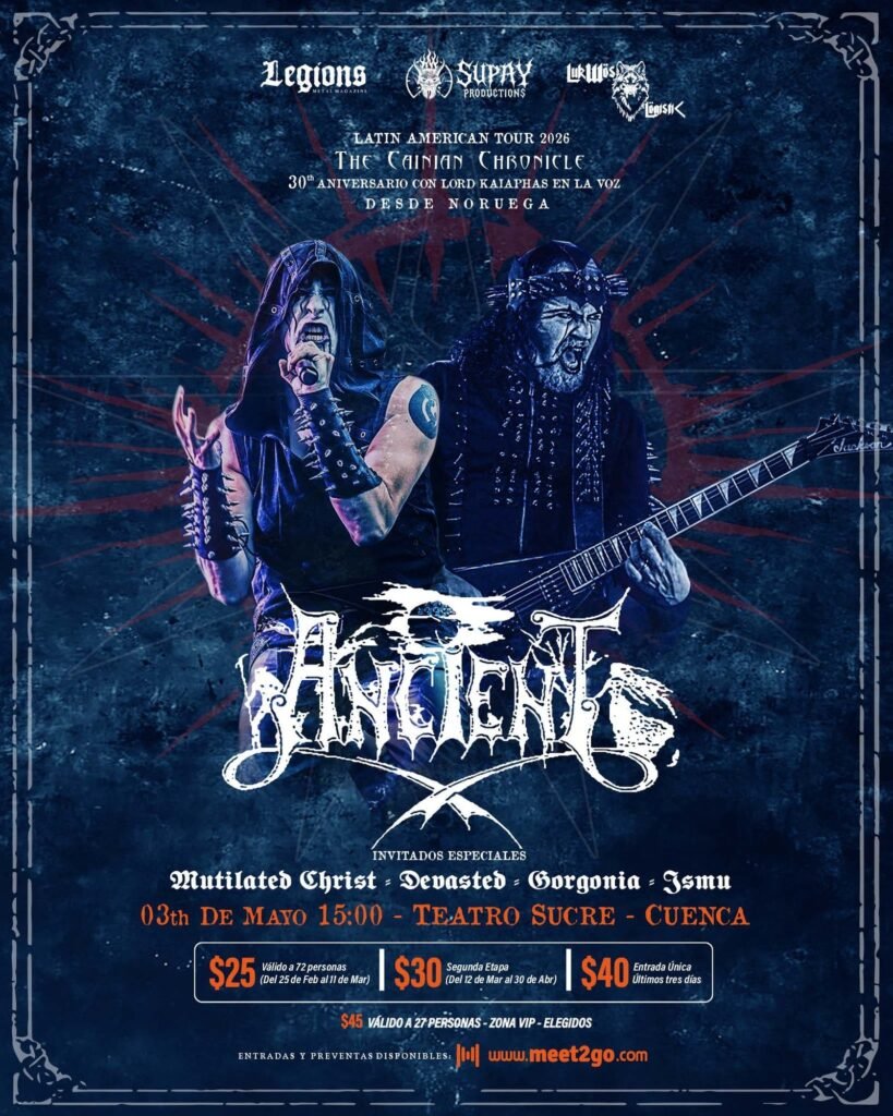 Ancient en Cuenca, Teatro Sucre, 3 de mayo de 2026